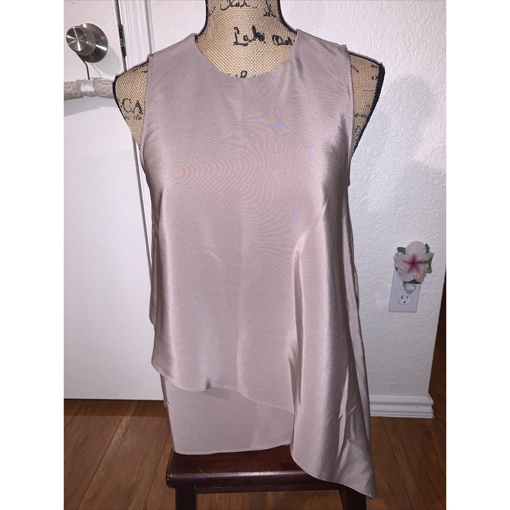 tibi new york fancy 100% silk womens top nude dark beige nwot sexy